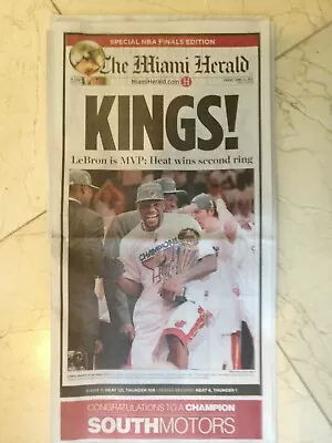 6/22/2012 Miami Heat NBA CHAMPIONS MIAMI HERALD Newspaper Championship Lebron • $139.99