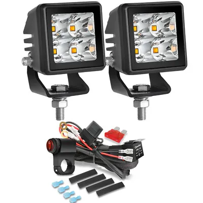 2x Golf Cart LED Driving Fog Spot Light Auxiliary Lamp Amber Motorcycle Wiring • $38.89