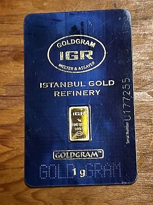 1 G Fractional 9999 Gold Istanbul Refinery Sealed Assay Bullion Bar Sigma Tested • $184.95