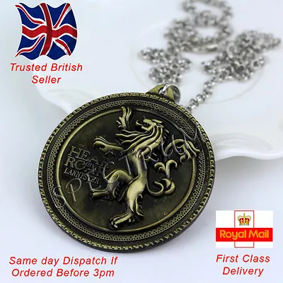 Game Of Thrones Jewellery House Lannister Lion Antique Bronze Pendant Necklace  • £0.99