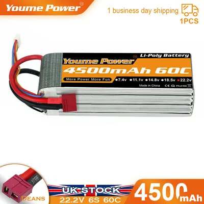 £48.99 • Buy 6S 22.2V 4500mAh LiPo Battery Deans For RC Truck Helicopter Airplane Boat Drone