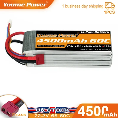 £48.99 • Buy 6S 22.2V 4500mAh LiPo Battery Deans For RC Truck Helicopter Airplane Boat Drone