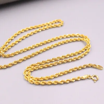 Pure Real 18K Yellow Gold Chain For Women 1.6/2/2.5mm Rope Link Necklace Au750 • $371.49