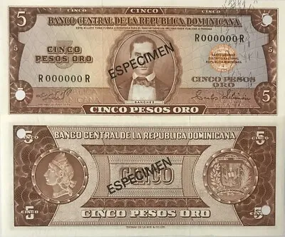 Dominican Republic 5 Pesos ND 1975 P 109as SPECIMEN UNC • $29.99