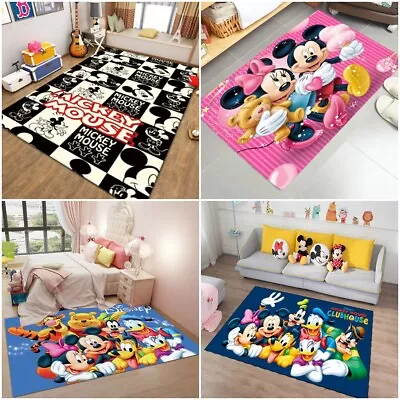 Mickey Mouse Floor Rug Bedroom Living Room Carpet Anti-Slip Doormat Floor Mats • £8.38