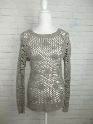 Wallace Madewell Women's Size XS Taupe Metallic Knit Open Fish Knit Sweater • $10.50