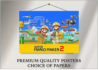 Super Mario Maker 2 Large Poster Art Print Gift A0 A1 A2 A3 A4 Maxi • $5.13