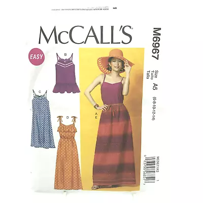 McCalls 6967 Summer Dress Skirt Maxi Spaghetti Strap 6 14 Uncut SEWING Pattern • $8.99