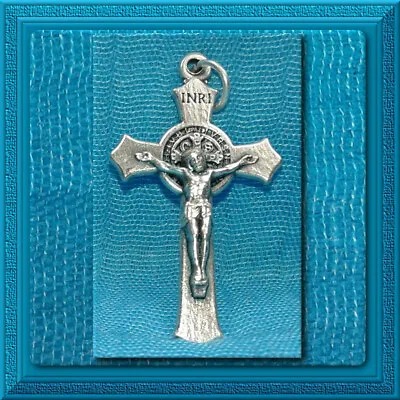 Saint St. Benedict CROSS Flared Edge Crucifix Pendant 1.5  Catholic Medal 1 1/2  • $1.89