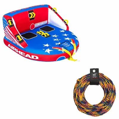 Airhead Patriot 2-Person Towable Kwik-Connect Chariot Tube W/ 60-Foot Tow Rope • $261.98