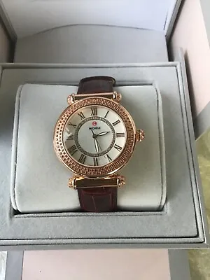 New Michele Caber 18k Rose Gold Plated Diamond Watch MW16A36B5863 $2395 • $1075.50