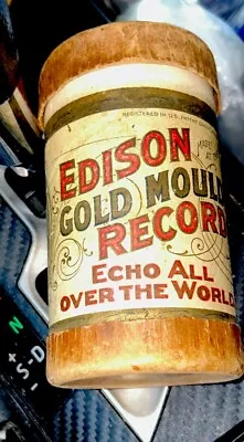 Antique 1904 Edison Gold Moulded Records Phonograph Record Cylinder W/ Lid • $8