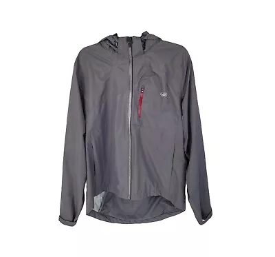 Performance Jacket Mens XL Gray Hooded Rain Cycling Run Banded Reflective Bike • $22.35