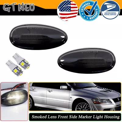 Smoked Lens White LED Fender Side Marker Lights For JDM Mitsubishi Evo 5 6 7 8 9 • $14.99