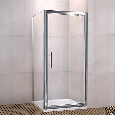 Framed Pivot Shower Door Enclosure And Side Panel And Tray Glass Screen Cubicle • £122