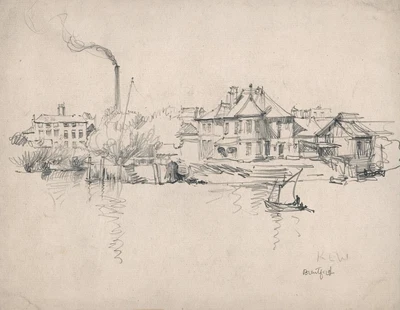 FRANK LEWIS EMANUEL (1865-1948) - Pencil Drawing BRENTFORD KEW LONDON • £100