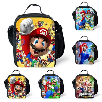 Kids Super Mario Insulated School Lunch Bag Snack Food Storage Picnic Bag Gifts﹤ • £13.69