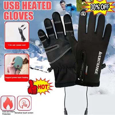 Electric USB Heated Gloves Rechargeable Touch Screen Men Motorcycle Warm Glove S • $14.61