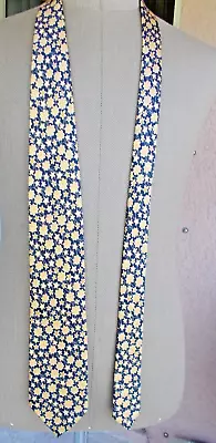 Brioni Blue W/ Yellow Flowers Silk Necktie Tie • $77