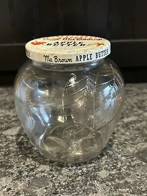 Vintage Ma Brown Apple Butter Glass Advertising Jar Chicago IL • $11.99