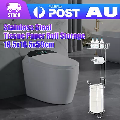 $24.99 • Buy Stainless Steel Toilet Paper Roll Holder For Bathroom Free Standing W/ Shelf AU