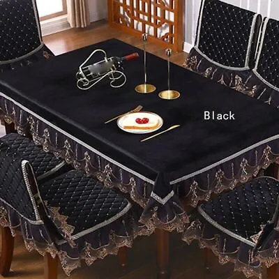 $32.29 • Buy Rectangle Table Cover Cloth Velvet Embroidered Lace Trim Tablecloth Decor Luxury