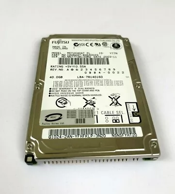 Fujitsu 40GB IDE 2.5 Laptop Hard Disk Drive HDD MHT2040AT  • £19.95