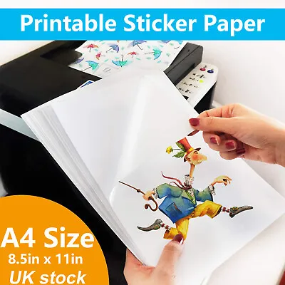 20/40 Waterproof Printable Vinyl Sticker Paper Label For Inkjet Printer 8.5 X11  • £12.32