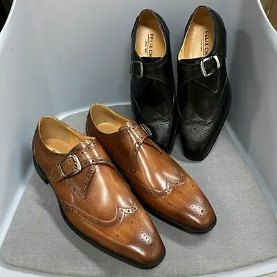 Men Dress Shoes Men Leather Shoes Men Monk Strap Brogue Business Wedding Shoes • $105.14