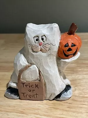 Midwest Halloween Ghost Cat With Jack O’ Lantern & Treat Bag Figurine • $19.99