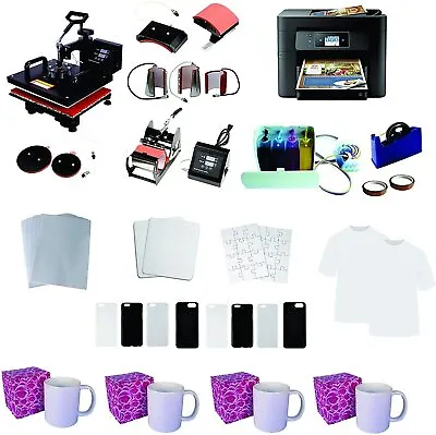 15x15 5in1 Pro Sublimation Printer  Heat Press CISS Material Combo KIT • $949