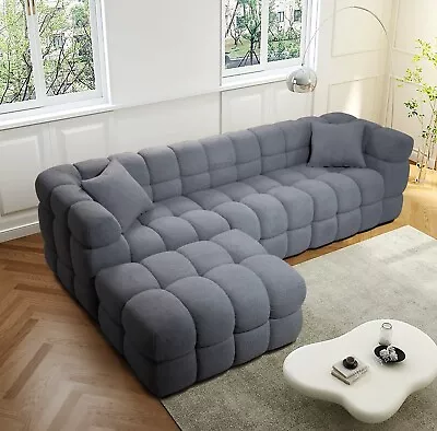 Dimora Cloud Teddy Boucle 107  L Shaped Convertible & Reversible Sectional Sofa • $699