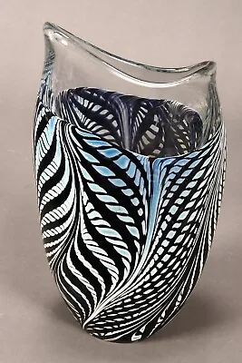 David Lotton (USA) - Signed Original Glass Vase With Fern Decoration - 25.5cm • $880.74