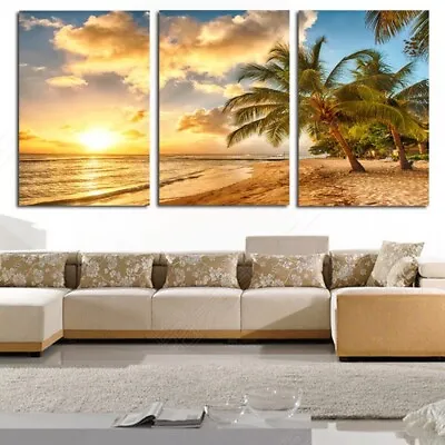 Sea Beach Scenery 3 Pieces Canvas Print Wall Art Poster Home Decoration • $79.41