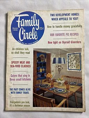 1966 March Family Circle Magazine Colors That Sing In 3 Small Kitchens (MH871) • $25.99