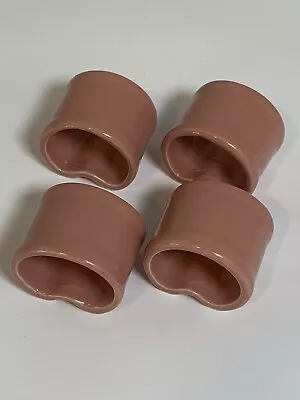 4 Vintage 2” Vera Neumann Pink Rose Ceramic Glazed Napkin Rings No-Roll • $14.99