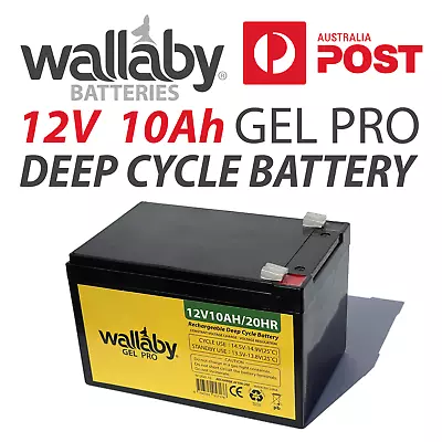 Wallaby GEL PRO 12V 10Ah SLA DEEP CYCLE BATTERY Solar Camping Marine Vehicle 4WD • $29.95