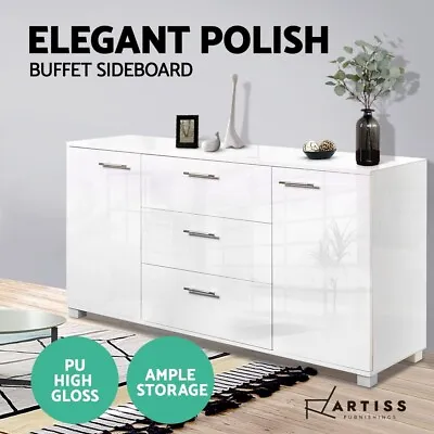 Artiss Buffet Sideboard Cabinet Storage High Gloss Cupboard Hallway Table Unit • $229.95