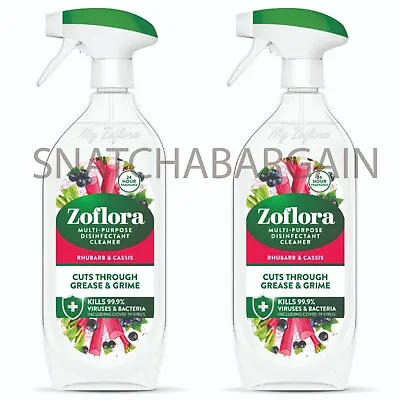 £8.99 • Buy 2 X ZOFLORA MULTI-PURPOSE DISINFECTANT TRIGGER CLEANER 800ml RHUBARB & CASSIS