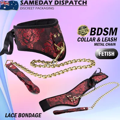 BDSM Lace Bondage Collar And Leash Metal Chain Restraints Couple Adult/Sex Toy • $19.99