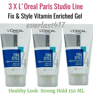 £14.85 • Buy L'Oreal Paris Studio Line Fix & Style Vitamin Enriched Strong Hold Gel 3 X 150ml