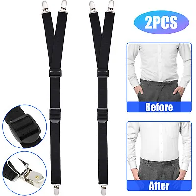 2 Pcs Shirt Stays Y-Style Adjustable Elastic Garters Holders Non-Slip Suspender • $10.98