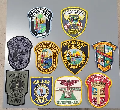 Lot Of 10 Florida Police Shoulder Patches *new* *vintage* See Description • $35