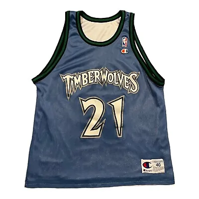 VTG Champion Minnesota Timberwolves Kevin Garnett Reversible Jersey Mens 40 M • $40.08