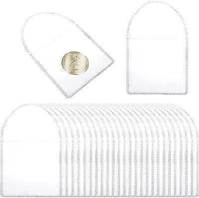 50Pcs Single Pocket Coin Sleeves Holders 2Inch Coin Flips Plastic Coin Protecto • $10.43