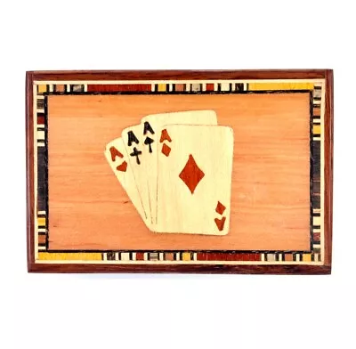 £19.99 • Buy Four Aces - Marquetry Stash Box With Secret Invisible Opening System 8 X 12 Cm