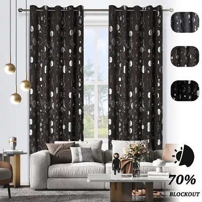 Room Darkening Eyelet Curtain Light Blocking Panel Drape Decor Good For Sleeping • $56.68