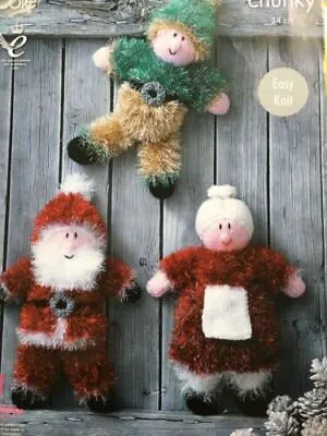 Photocopy Knitting Pattern Father Christmas Santa Claus Xmas Elf Family 0206 • £2.99