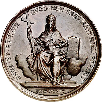 Vatican Medal Pope Leo XIII 1879  * THE CHURCH SITTING IN CLOUDS OF HEAVEN W/COA • $69