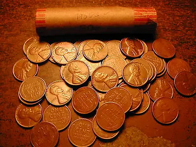 1955-s Lincoln Wheat Cent Penny Roll 50 Nice Coins! • $11.95